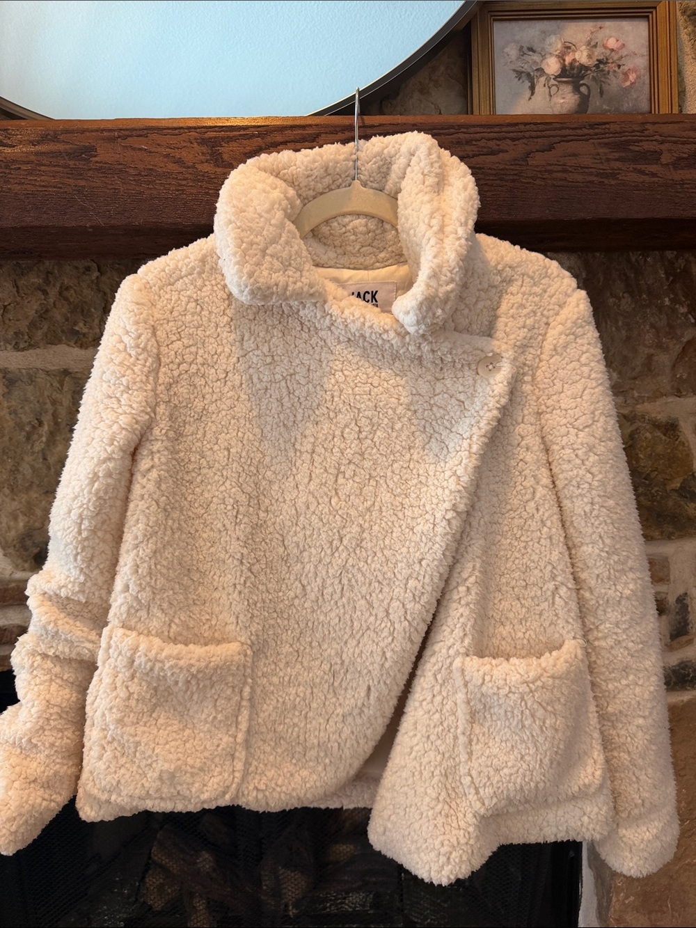 Jack by BB Dakota Ivory Teddy Sherpa Asymmetric Jacket